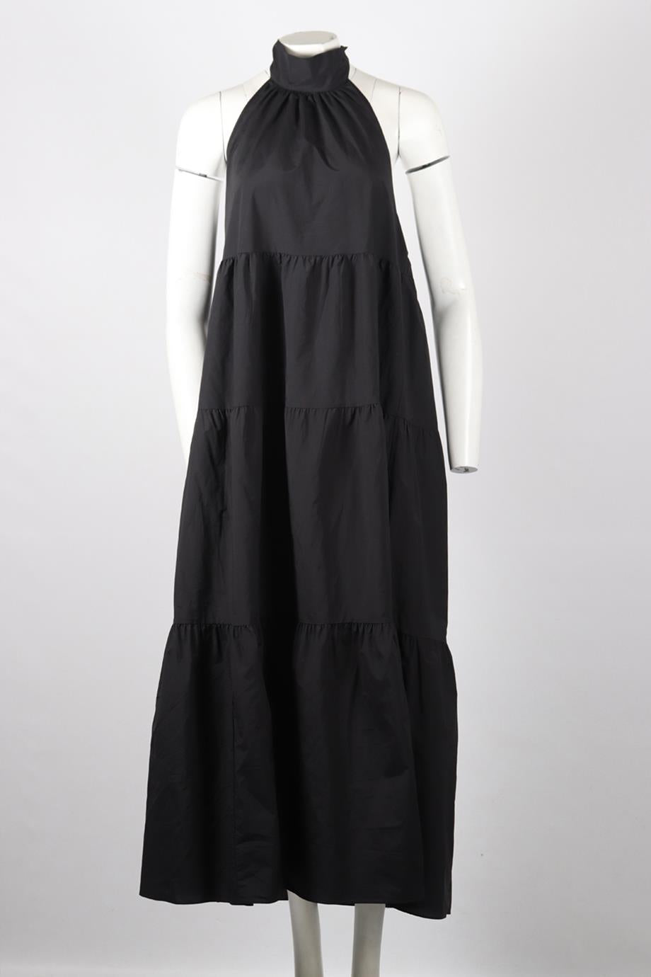 THEORY COTTON BLEND HALTERNECK MAXI DRESS MEDIUM