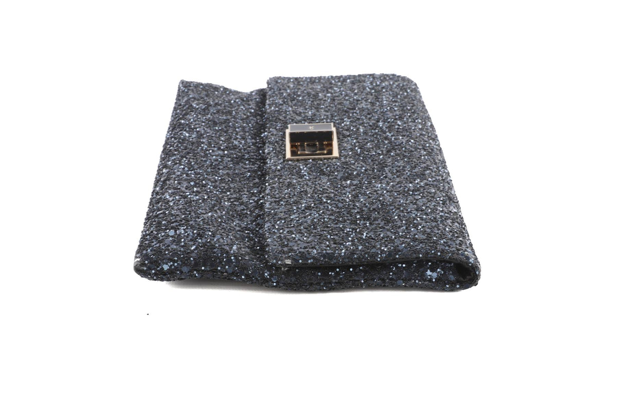 ANYA HINDMARCH NAVY GLITTER CLUTCH