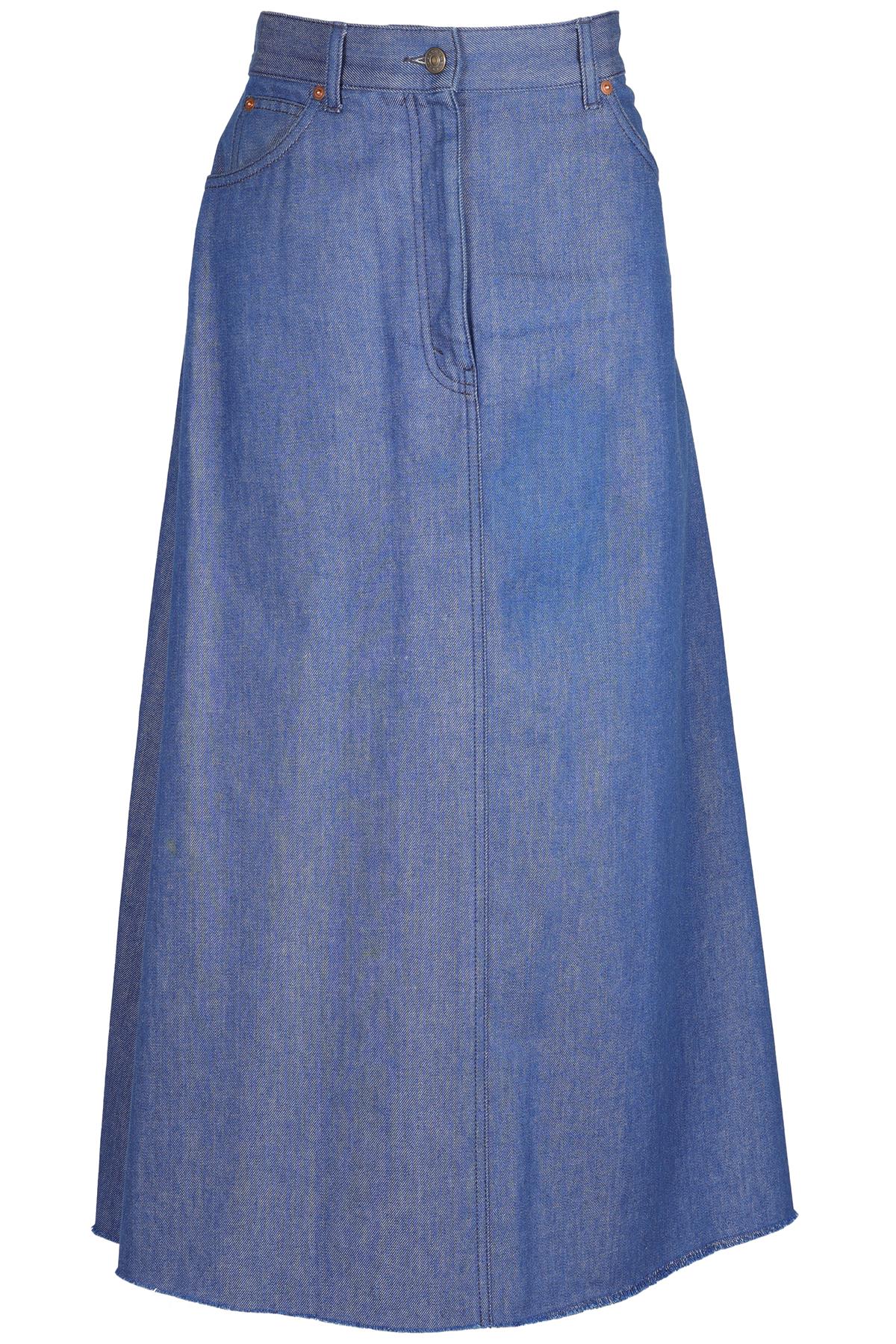 GUCCI BLUE DENIM MIDI SKIRT IT 42 UK 10