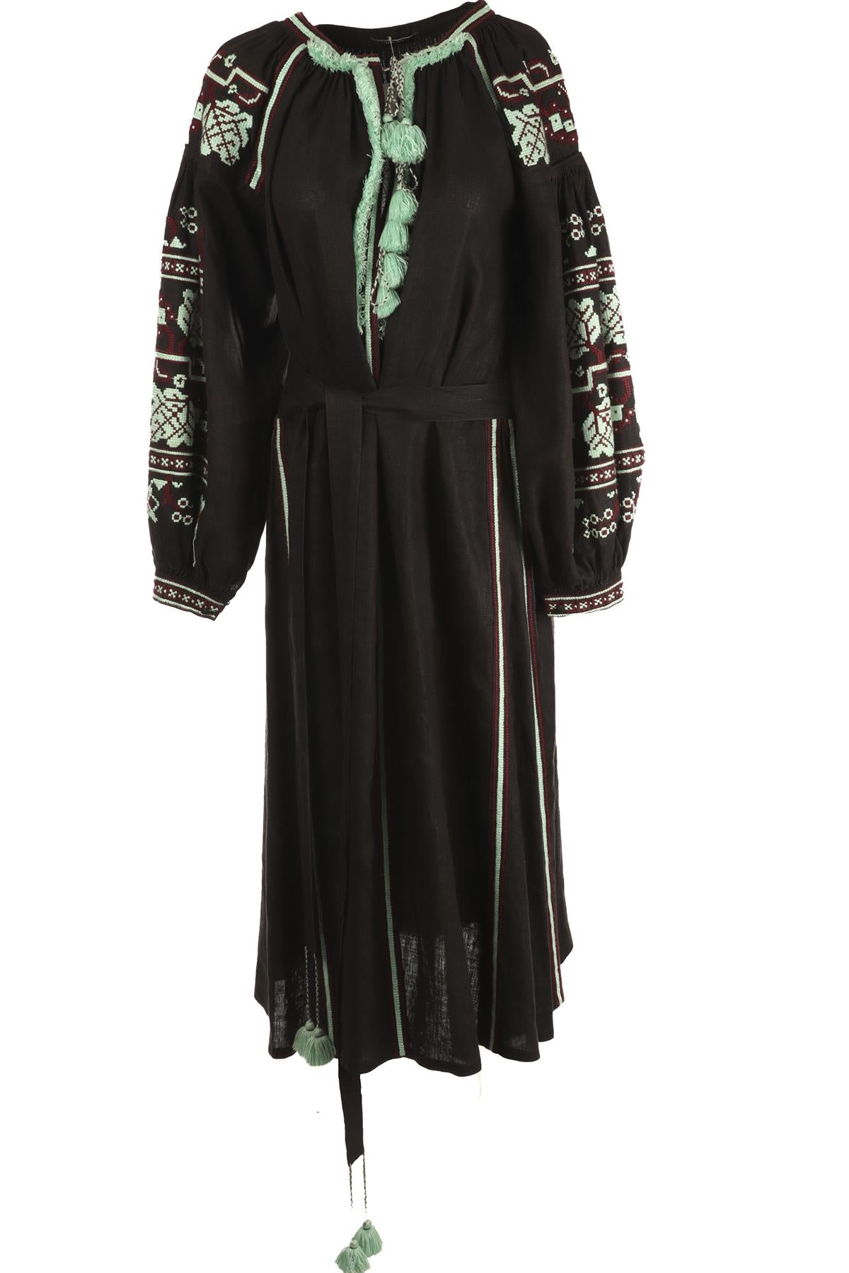 VITA KIN BLACK LINEN MAXI DRESS ONE SIZE