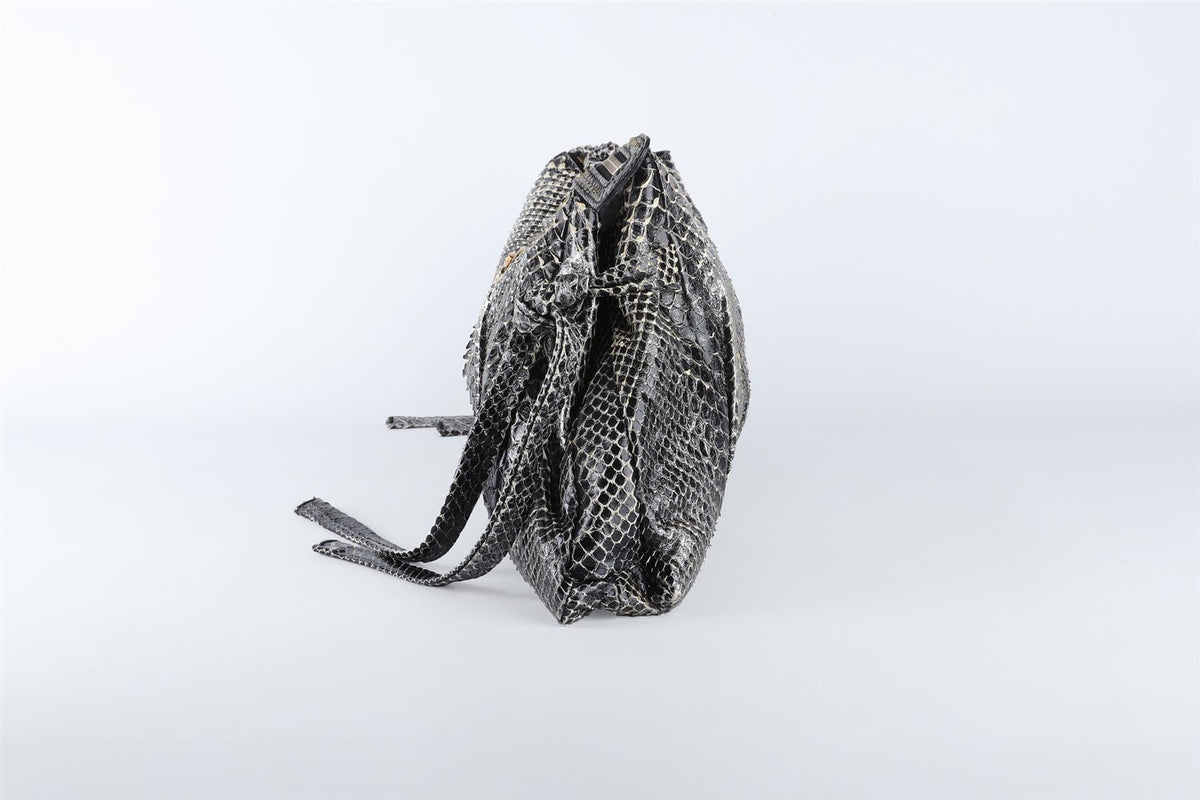 GUCCI BLACK HYSTERIA PYTHON CLUTCH