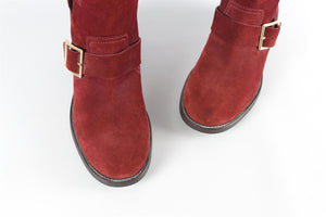 JIMMY CHOO RED SUEDE ANKLE BOOTS EU 38, UK 5, US 8