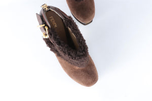 FENDI BROWN SUEDE ANKLE BOOTS EU 38 UK 5 US 8