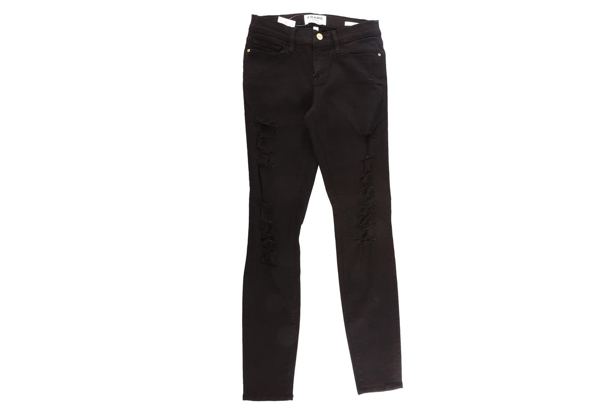 FRAME BLACK COTTON JEANS W26 UK 8