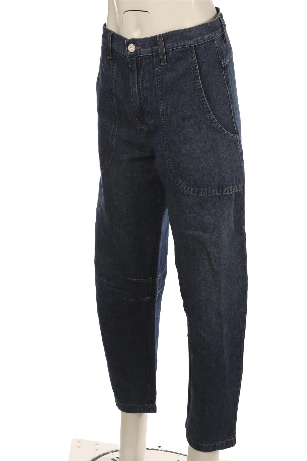 TWP BLUE HIGH RISE BARREL LEG JEANS W25 UK 6-8