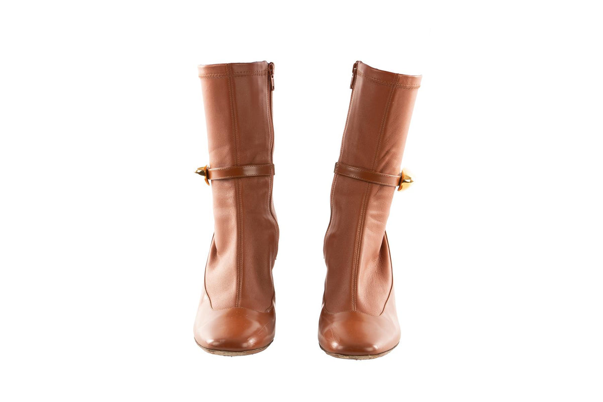 ZIMMERMANN BROWN LEATHER ANKLE BOOTS EU 39