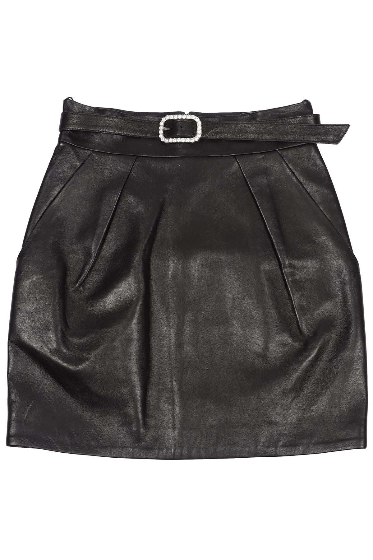 ALEXANDRE VAUTHIER CRYSTAL AND LEATHER MINI SKIRT IT 36 UK 4