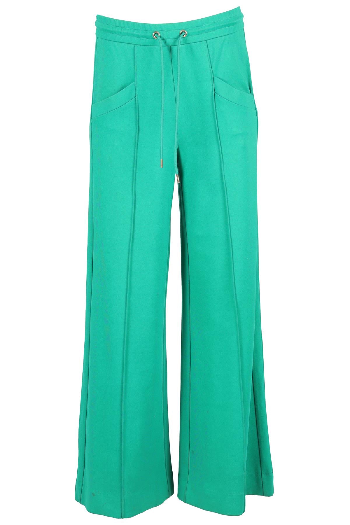 ME+EM GREEN JERSEY WIDE LEG PANTS UK 8