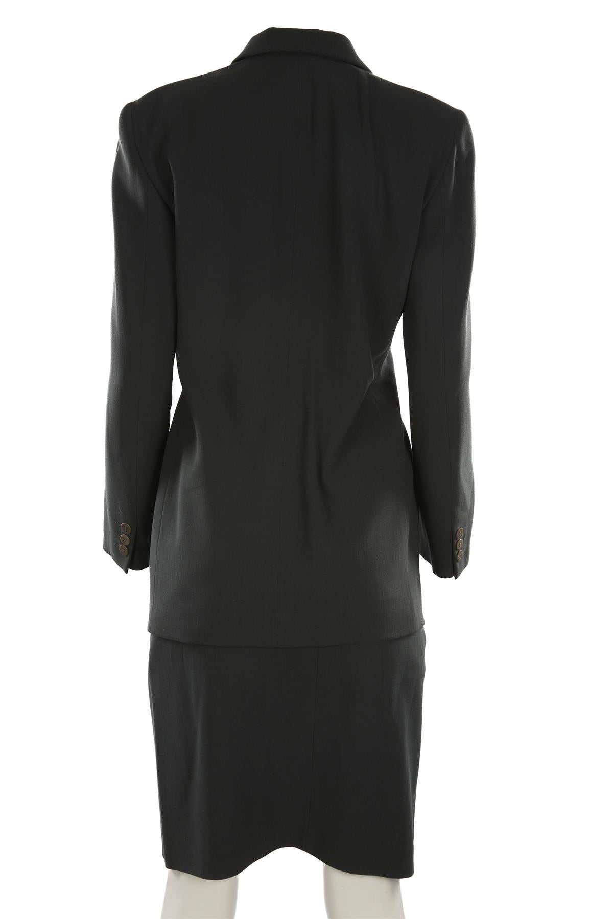 GIORGIO ARMANI GREEN VINTAGE WOOL SKIRT SUIT IT 40 UK 8