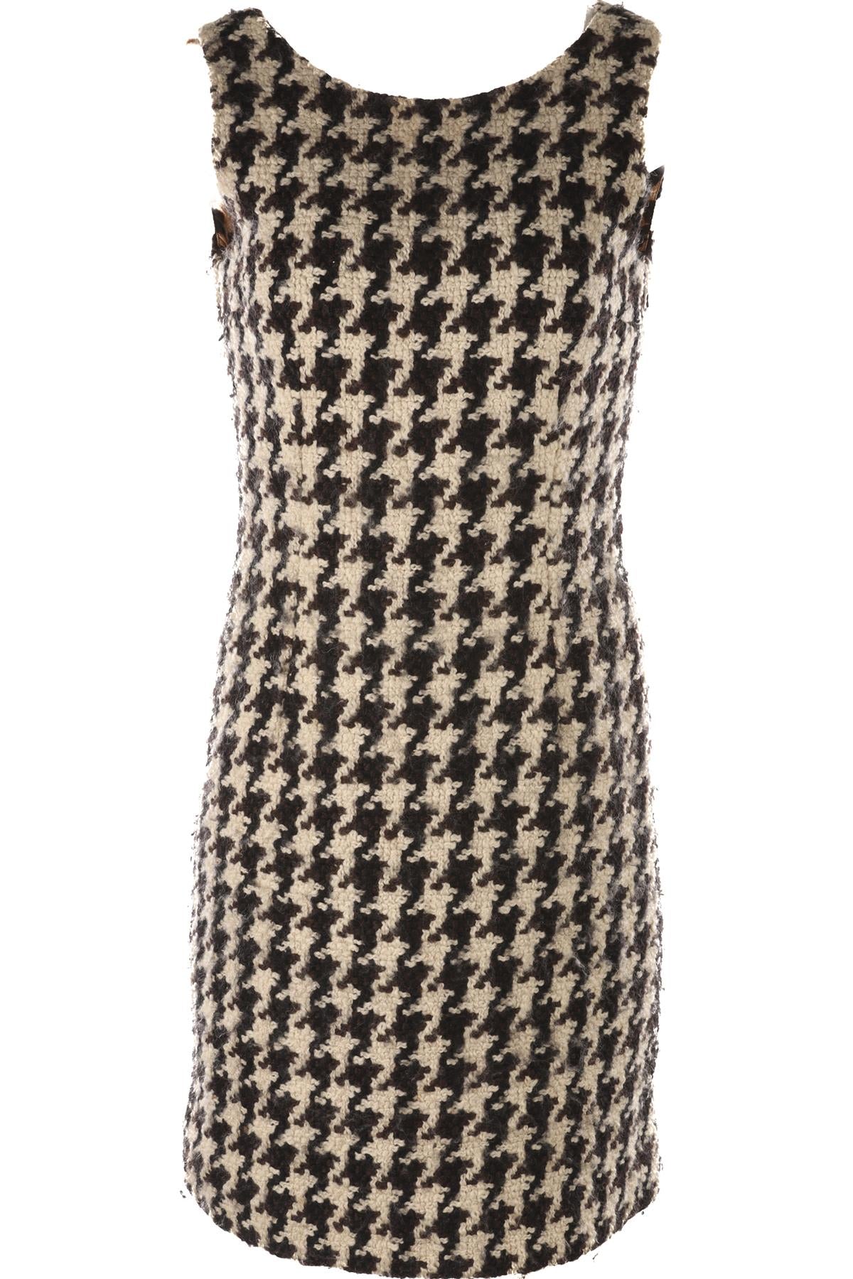 DOLCE & GABBANA BROWN WOOL MINI DRESS IT 44 UK 12