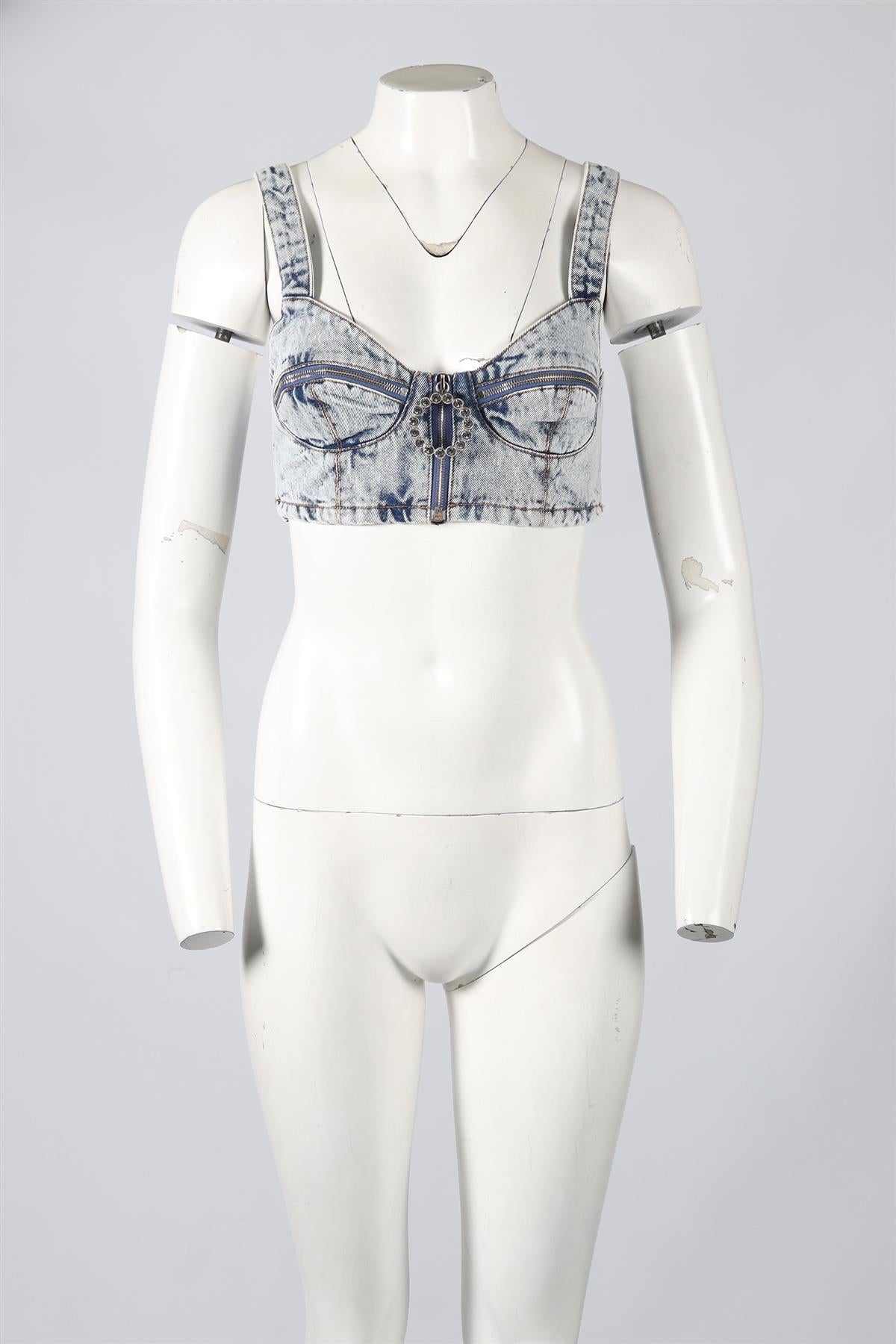 ALESSANDRA RICH CROPPED DENIM TOP IT 42 UK 10