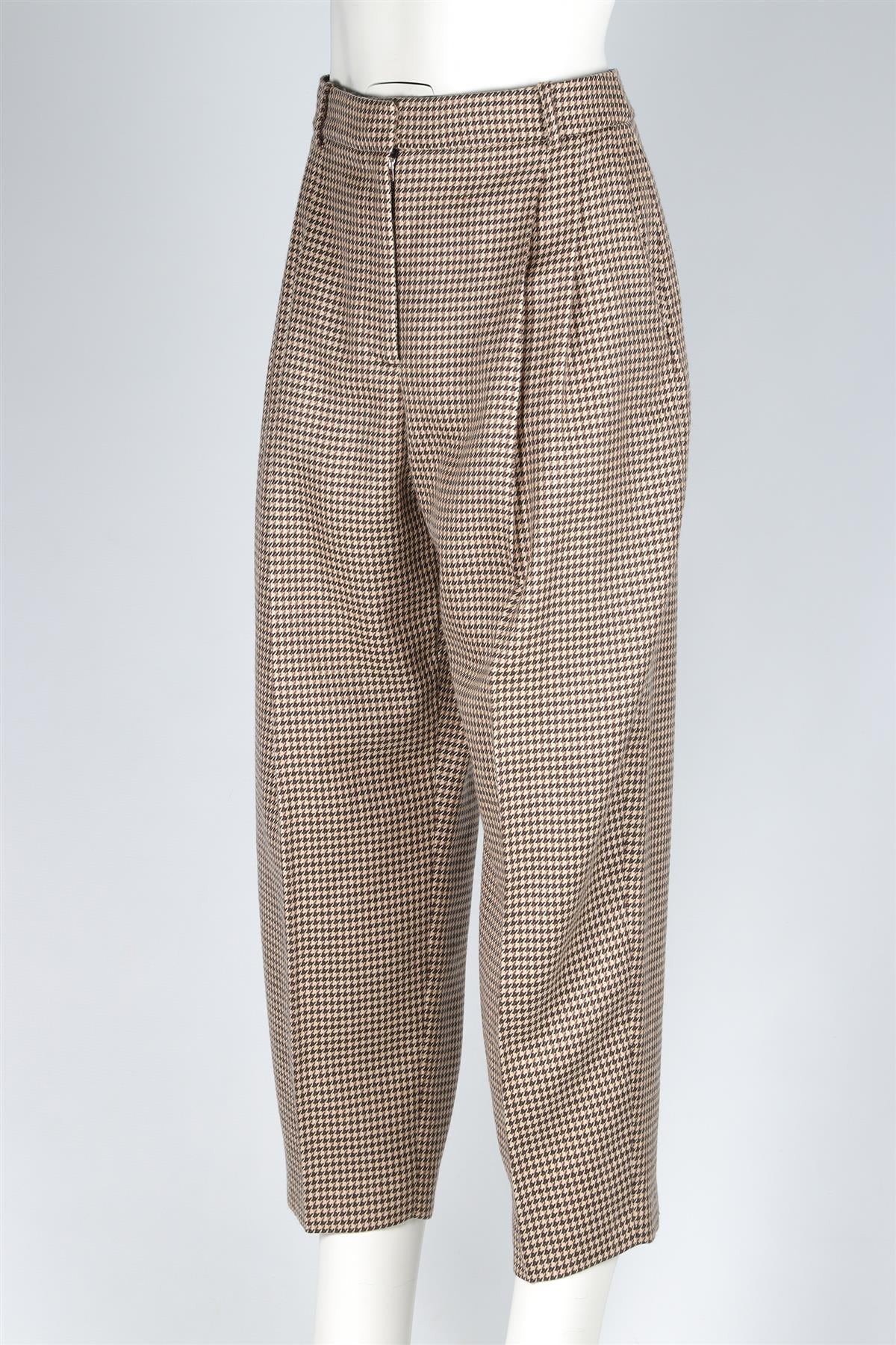 STELLA MCCARTNEY BROWN WOOL TAPERED PANTS IT 44 UK 12