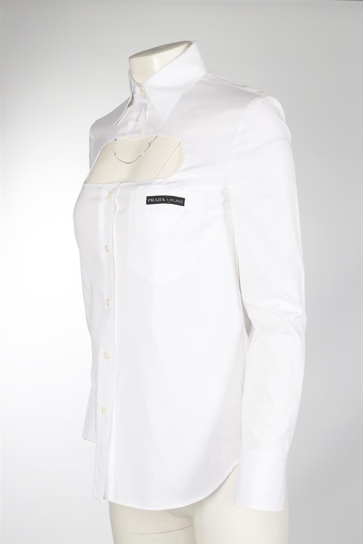 PRADA WHITE COTTON SHIRT SMALL