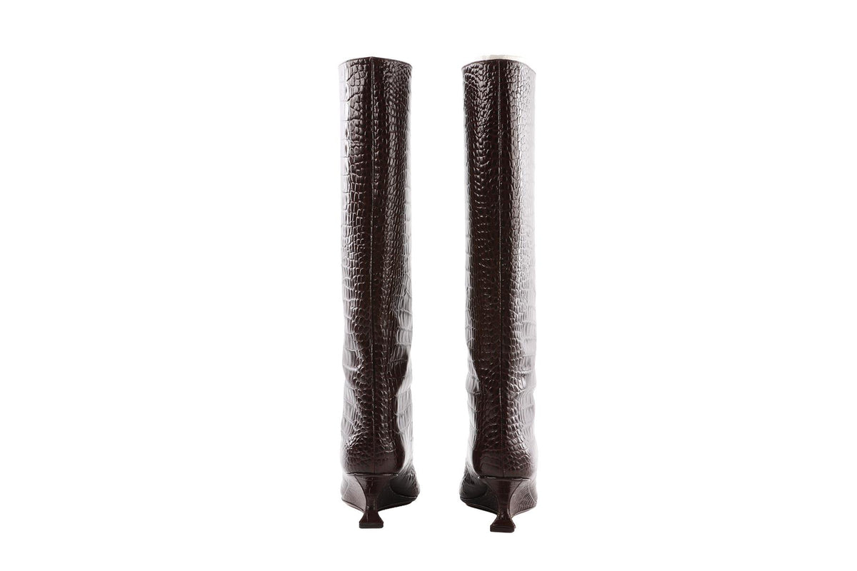 BROWN LEATHER KNEE HIGH BOOTS