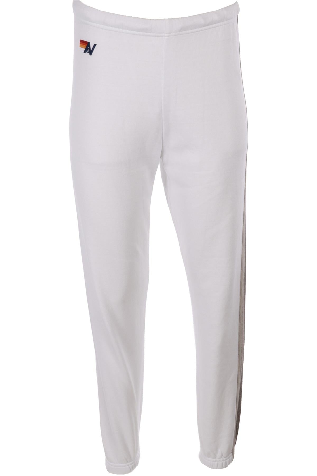 AVIATOR NATION WHITE COTTON TRACK PANTS SMALL