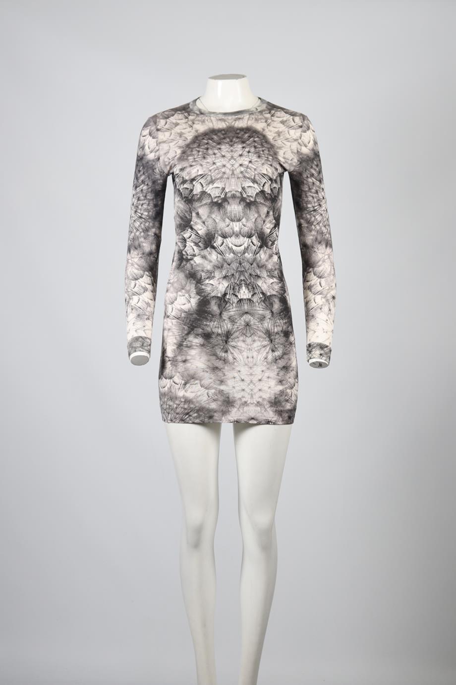 ALEXANDER MCQUEEN WOOL PRINTED MINI DRESS XSMALL