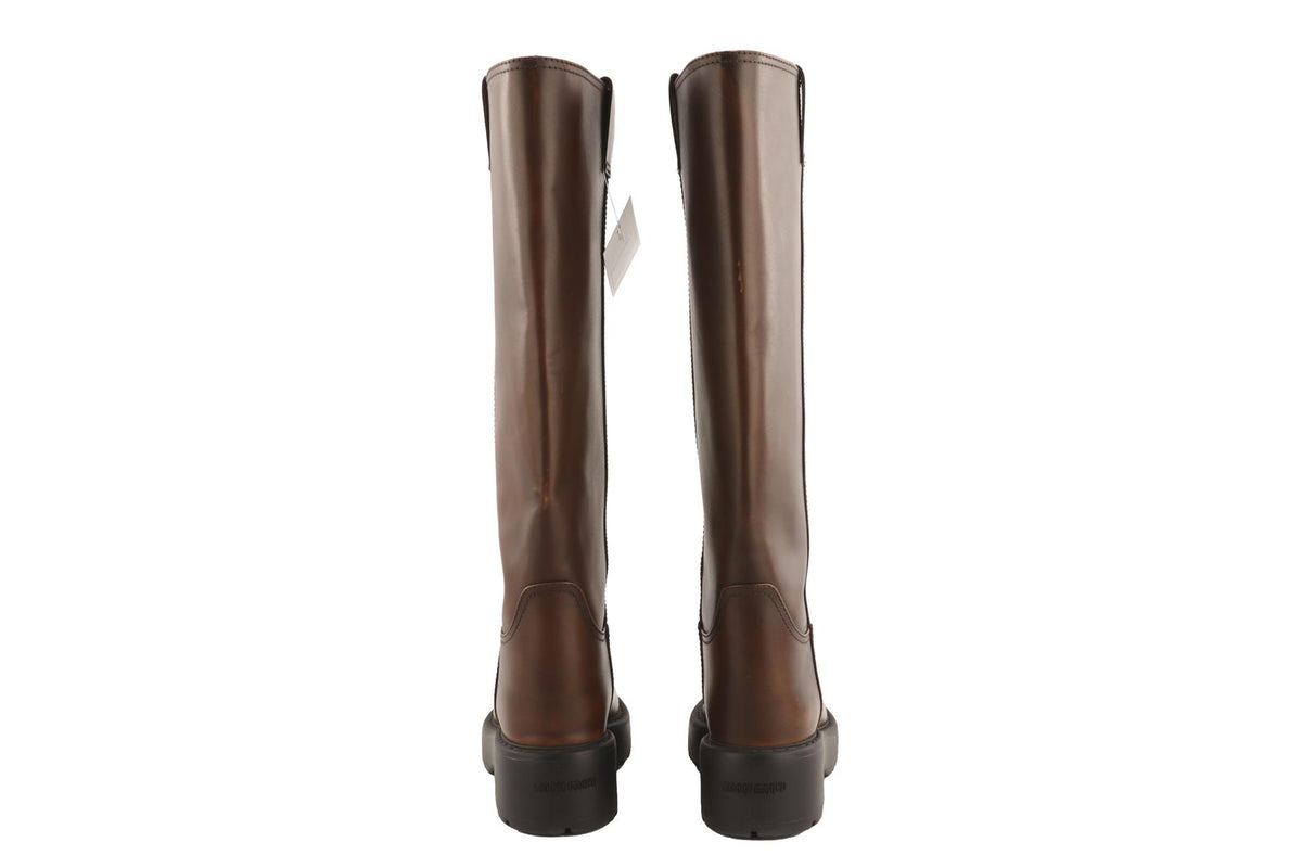 MIU MIU BROWN LEATHER KNEE HIGH BOOTS EU 38