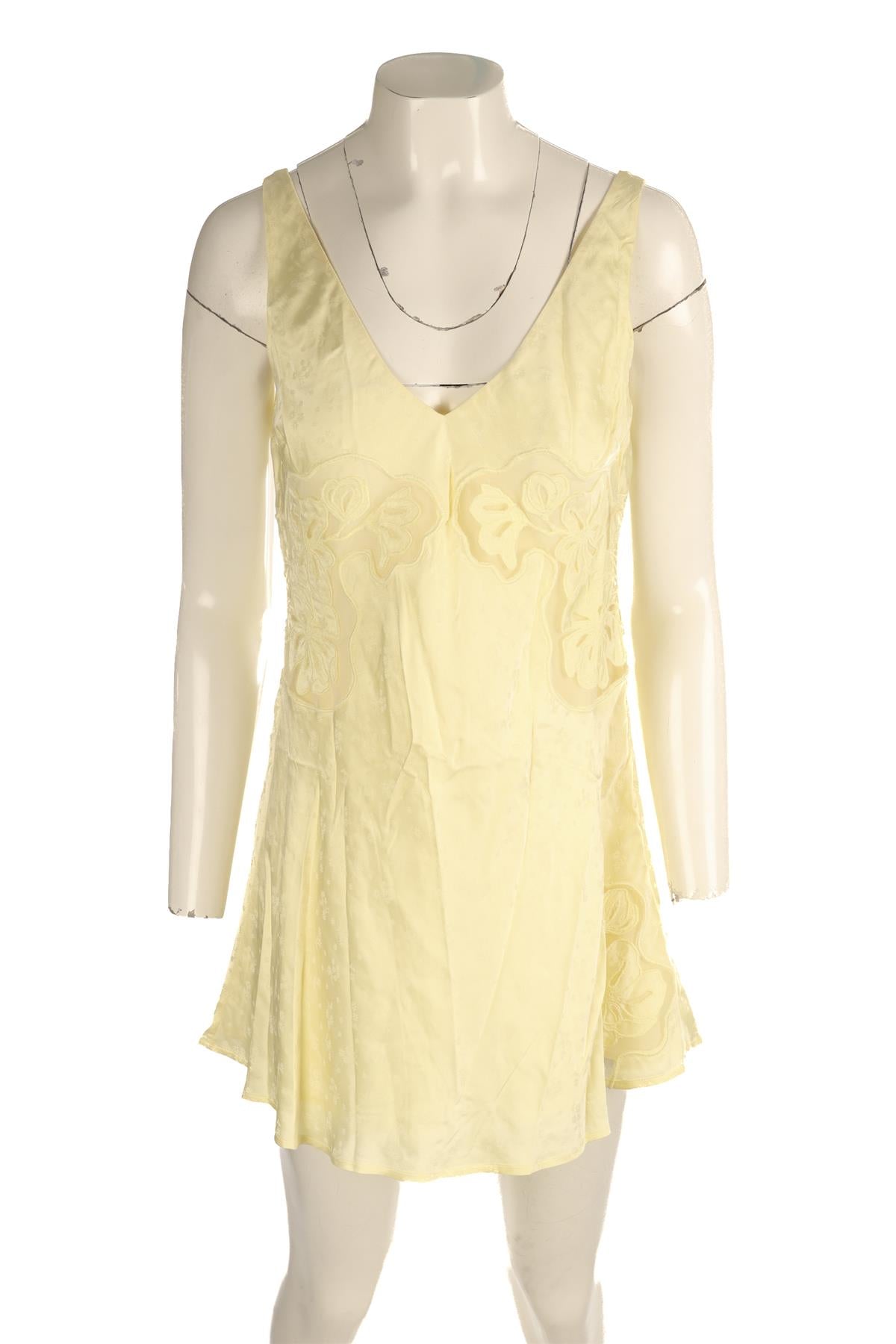 FOR LOVE & LEMONS YELLOW SATIN MINI DRESS XSMALL