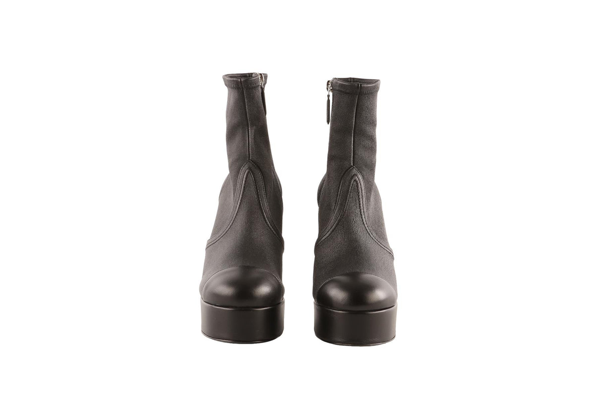 CHANEL BLACK 2024 LEATHER PLATFORM ANKLE BOOTS EU 40.5 UK 7.5 US 10.5