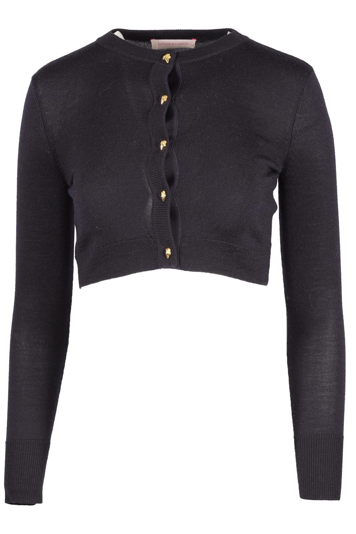 MATTHEW WILLIAMSON NAVY WOOL CARDIGAN XSMALL