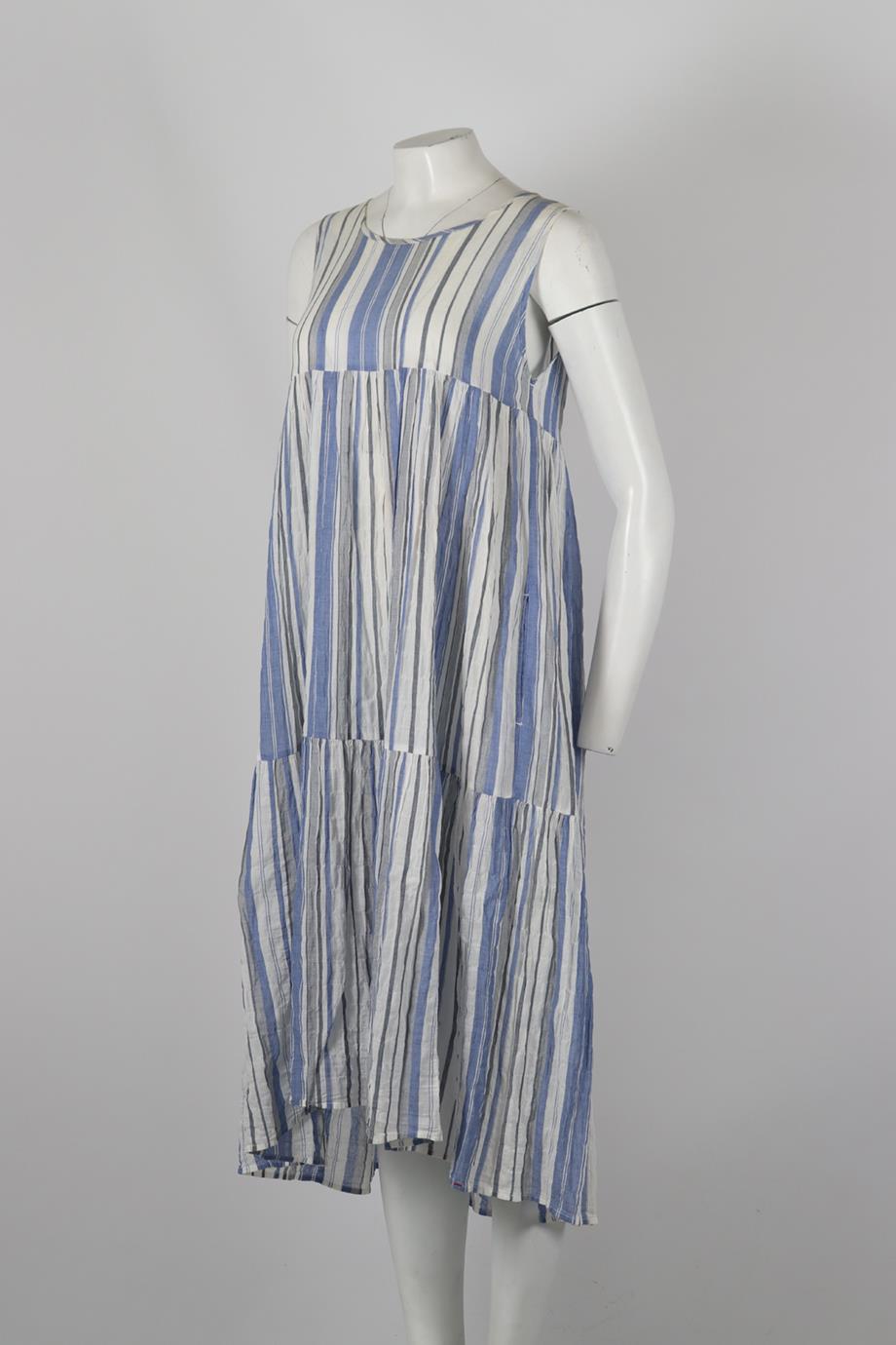 XIRENA STRIPED COTTON MIDI DRESS XSMALL
