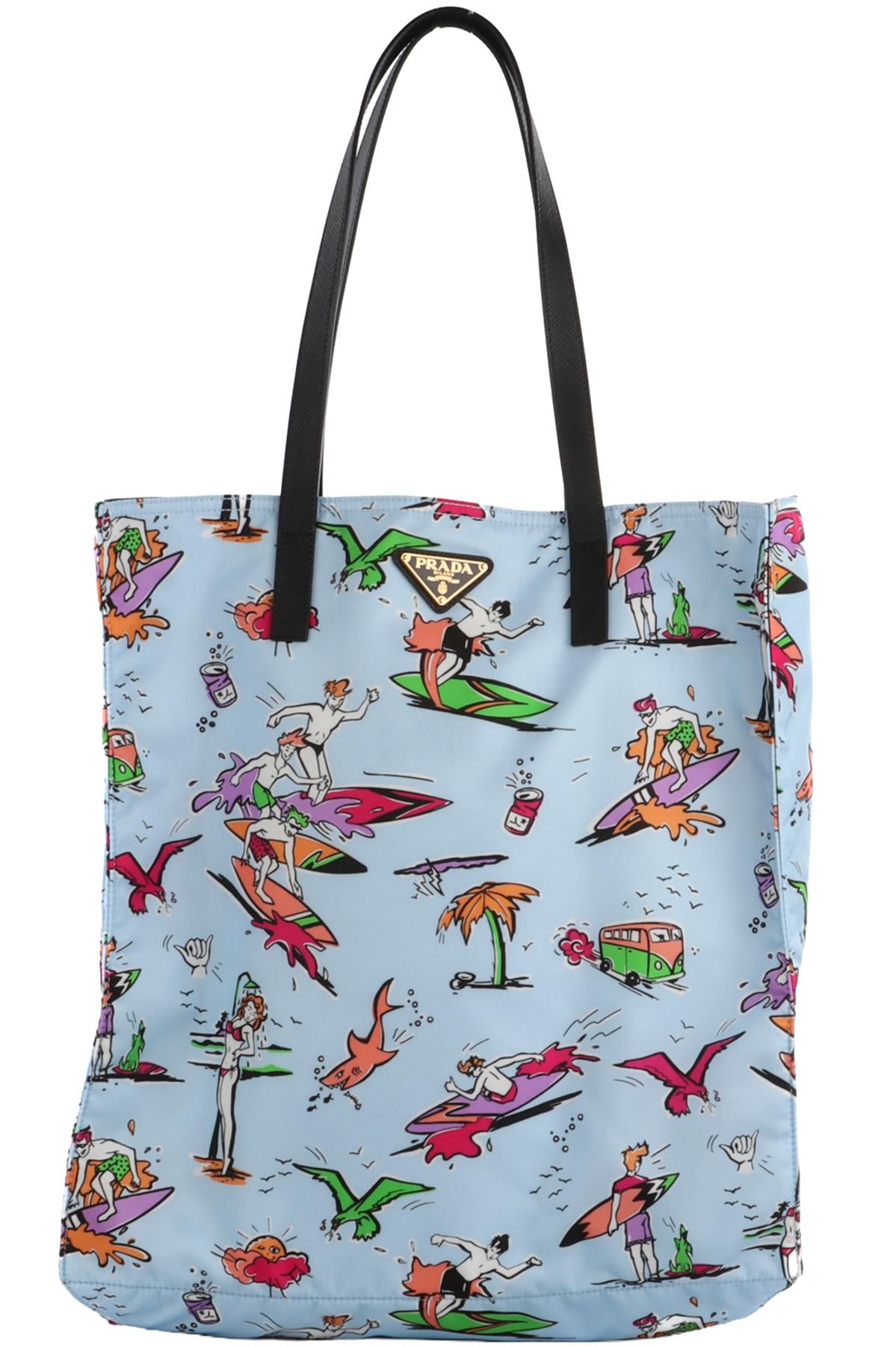 PRADA BLUE SURF NYLON TOTE BAG