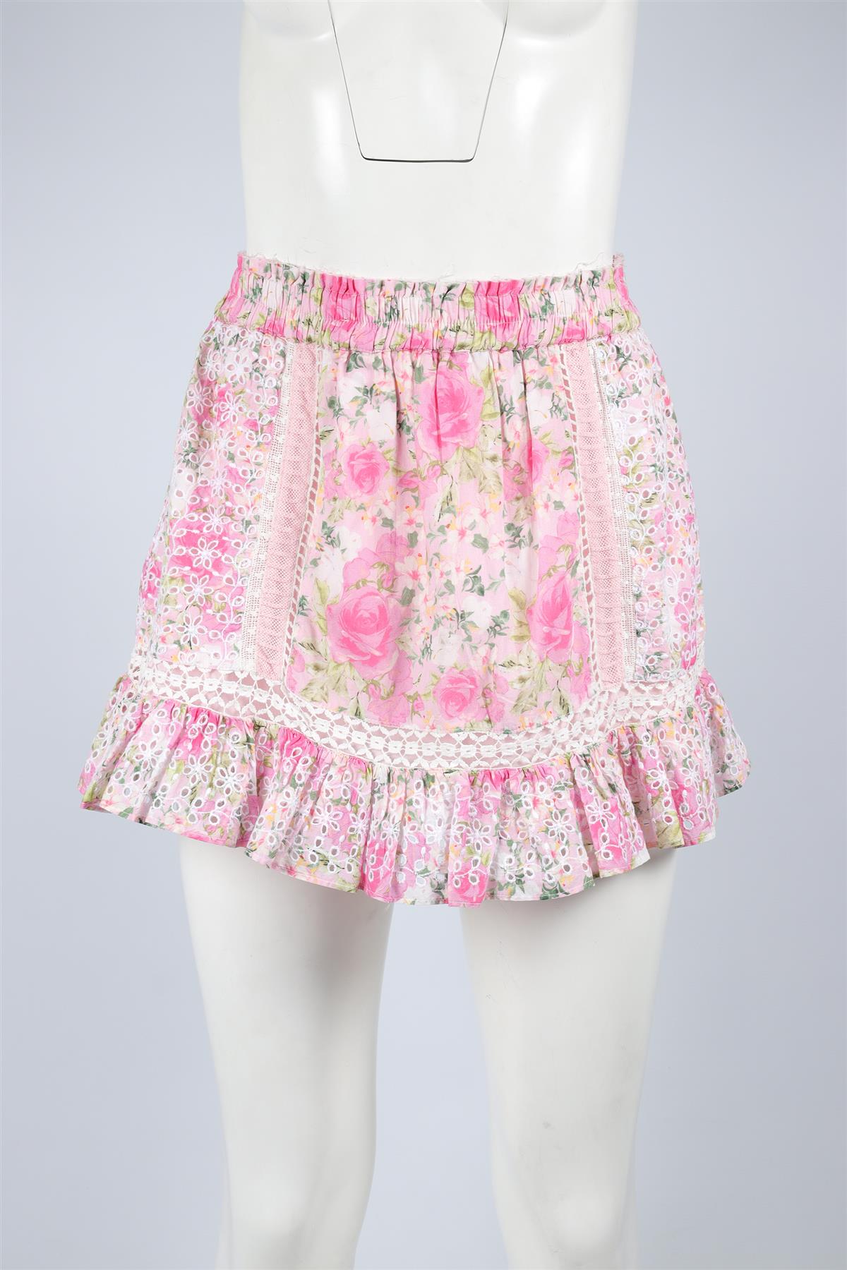 LOVESHACKFANCY MULTI COTTON MINI SKIRT SMALL