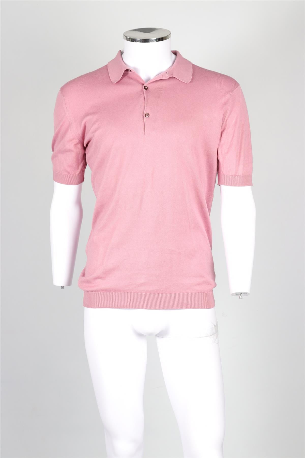JOHN SMEDLEY PINK MEN'S COTTON POLO SHIRT MEDIUM