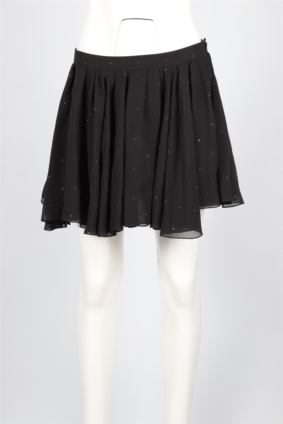 SAINT LAURENT BLACK SILK MINI SKIRT FR 38 UK 10