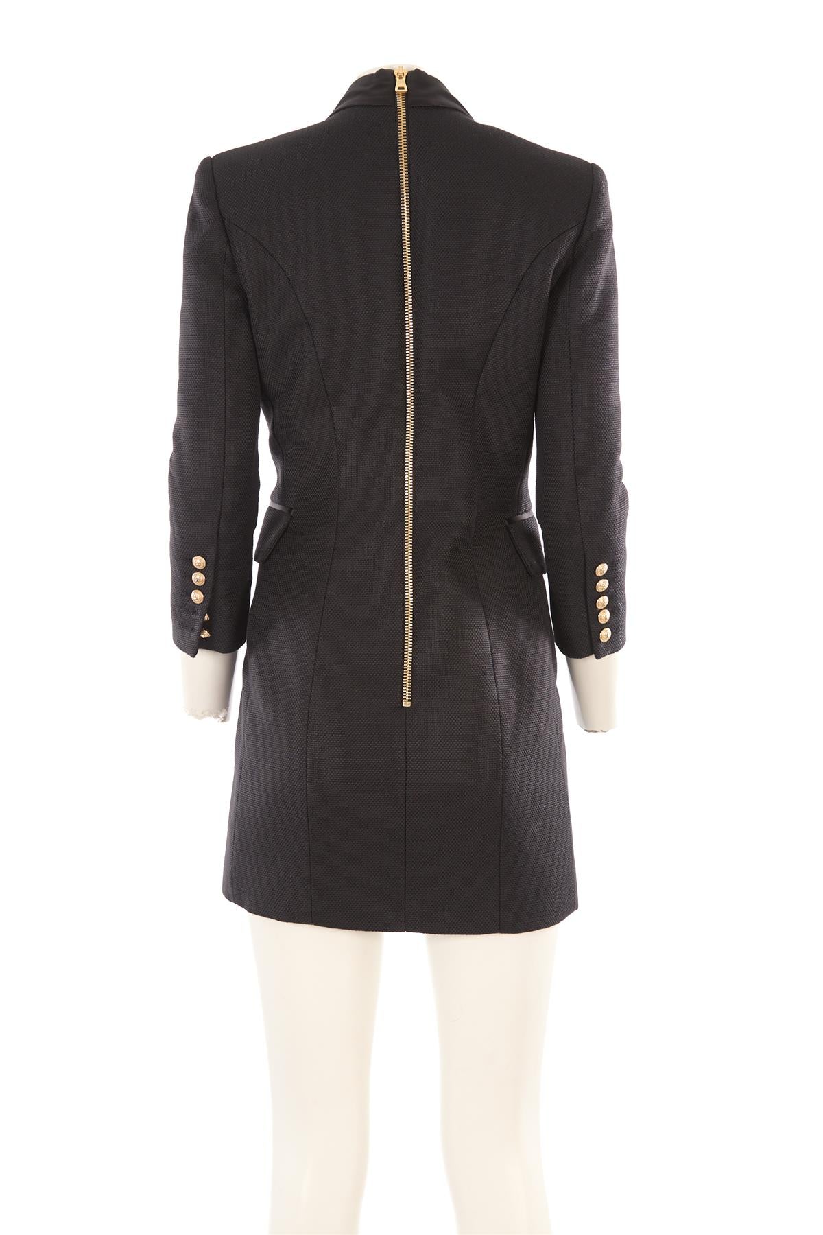 BALMAIN BLACK WOVEN MINI DRESS FR 40 UK 12