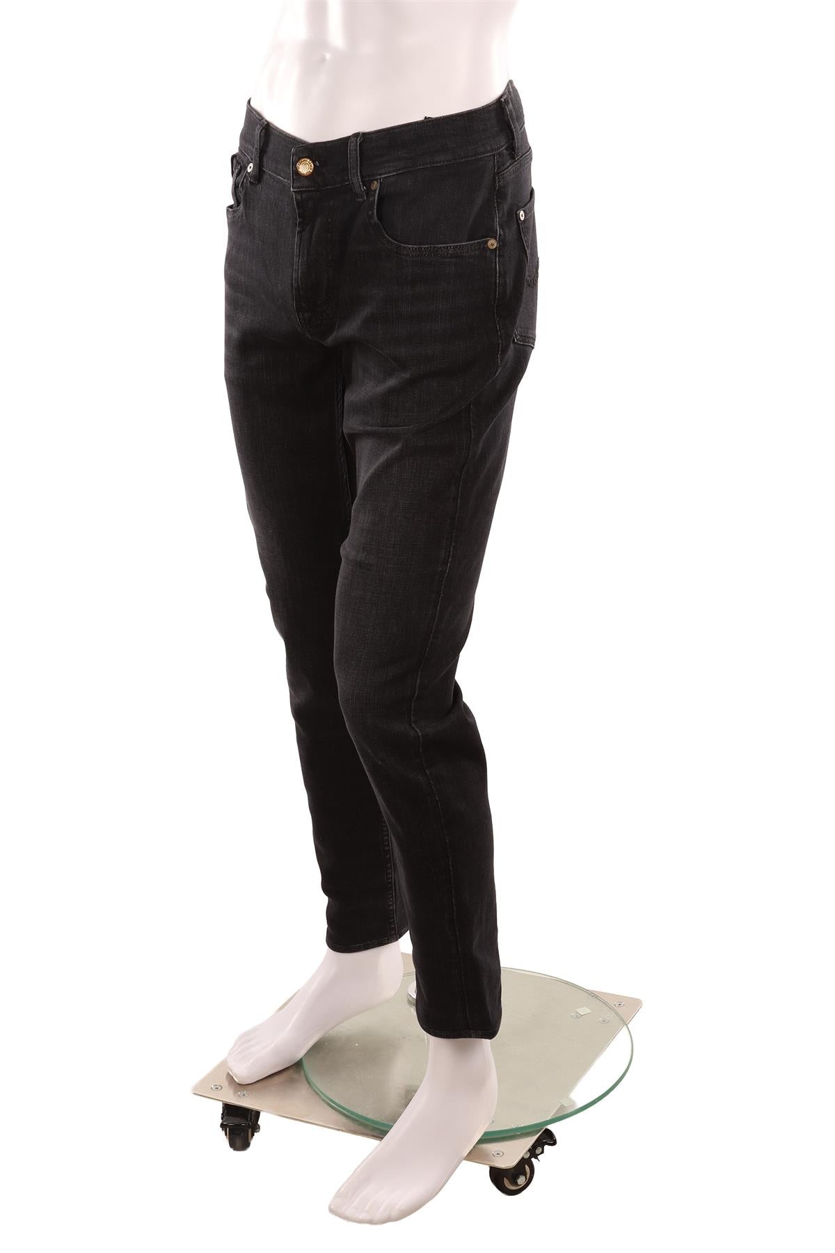 7 FOR ALL MANKIND BLACK TAPERED LEG JEANS UK 32