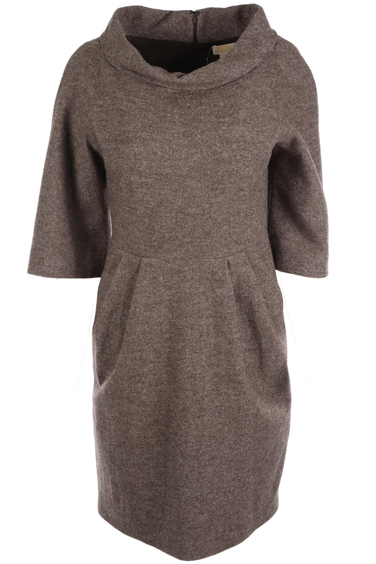 MICHAEL KORS BROWN WOOL DRESS US 4 UK 8