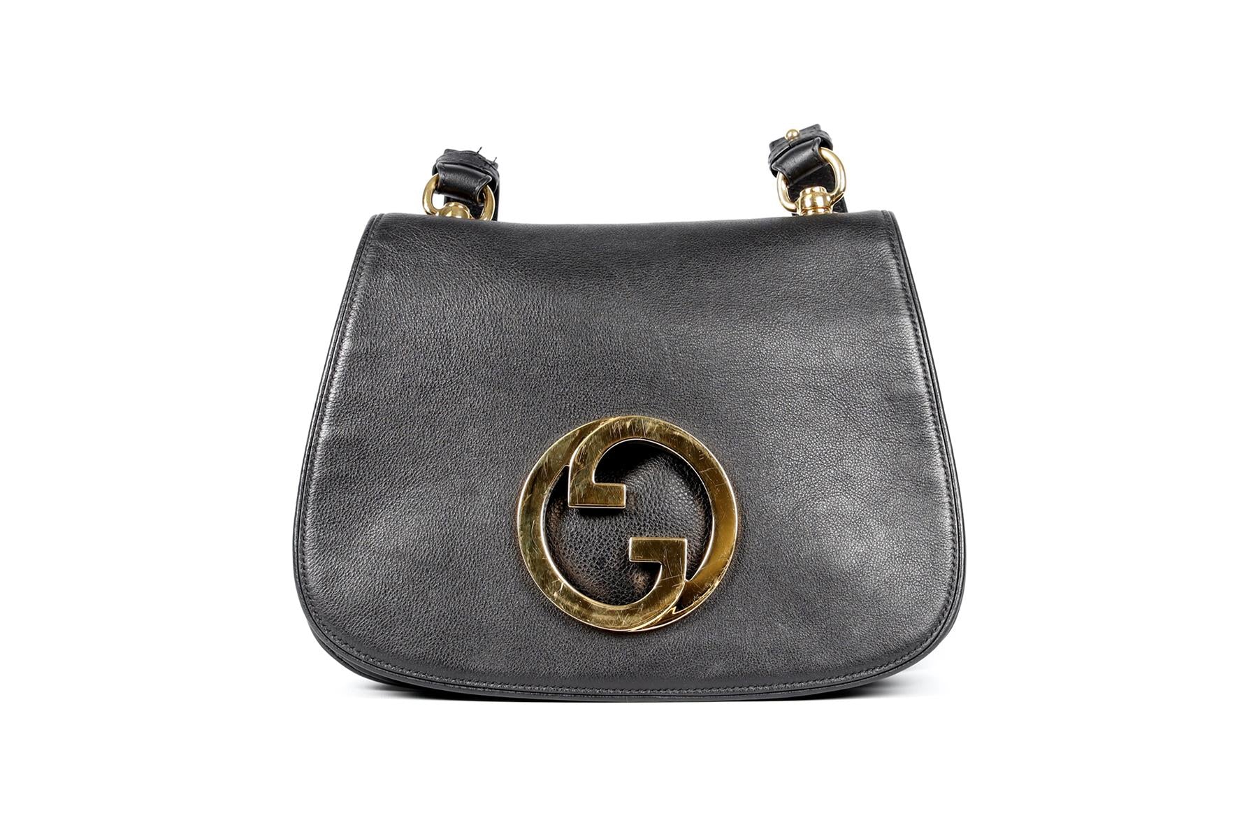 GUCCI BLACK BLONDIE MEDIUM GG LEATHER SHOULDER BAG