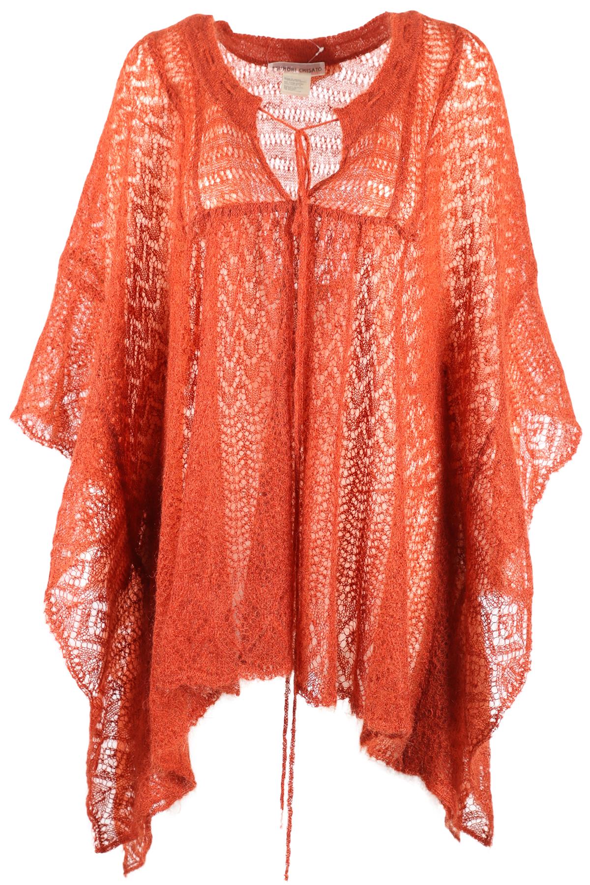 TSUMORI CHISATO ORANGE WOOL PONCHO JP 2 UK ONE SIZE