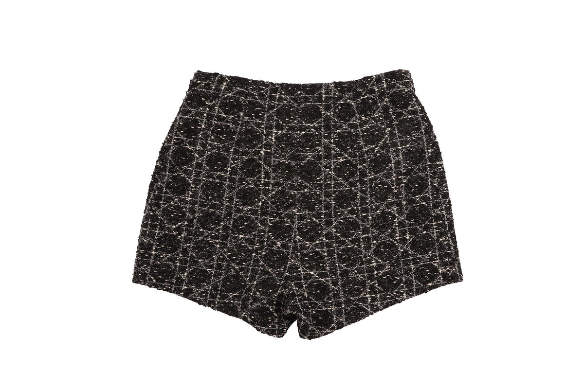 CHRISTIAN DIOR BLACK MACROCANNAGE COTTON SHORTS FR 36 UK 8