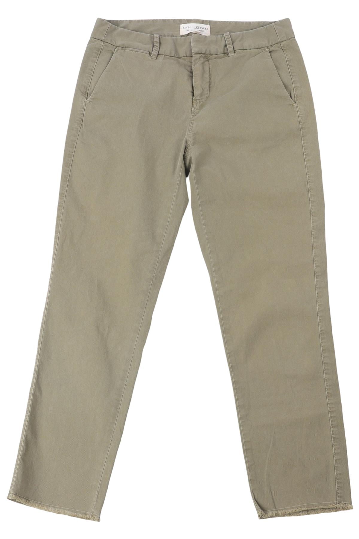 NILI LOTAN GREEN COTTON TAPERED PANTS US 0 UK 4