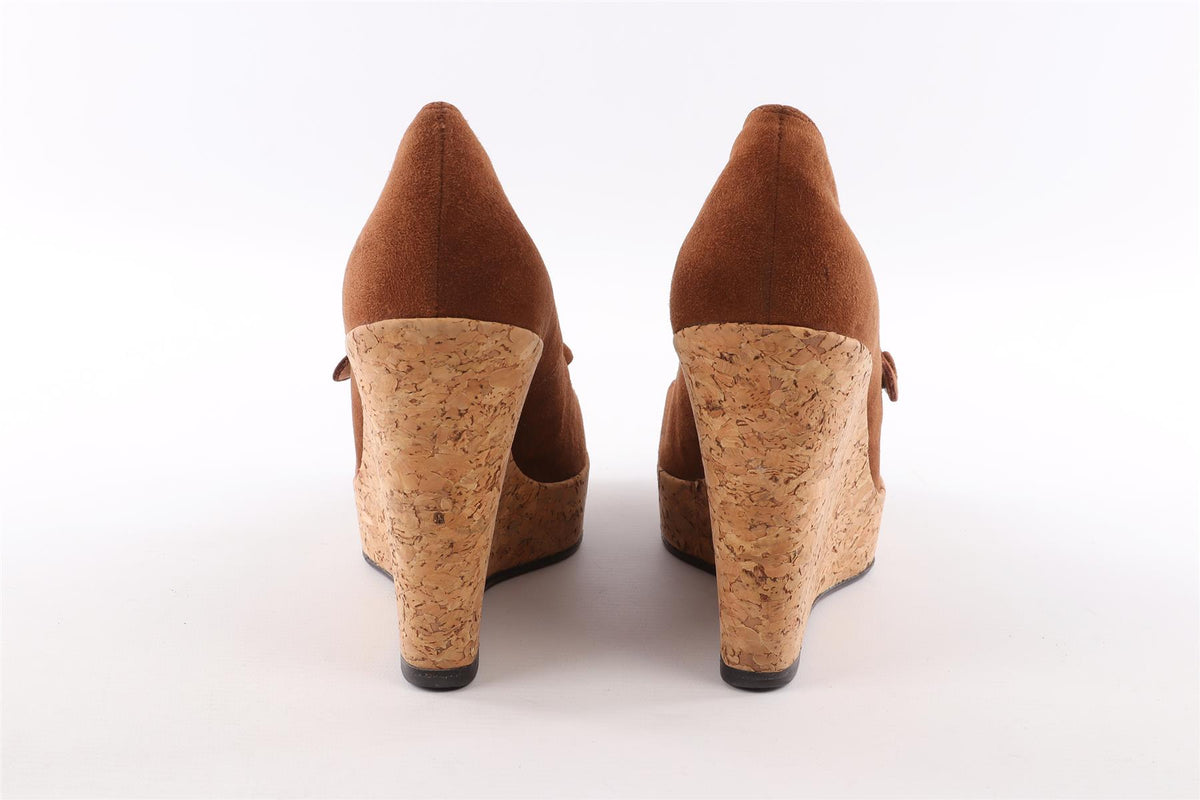 CHRISTIAN LOUBOUTIN BROWN SUEDE WEDGES EU 40 UK 7 US 10