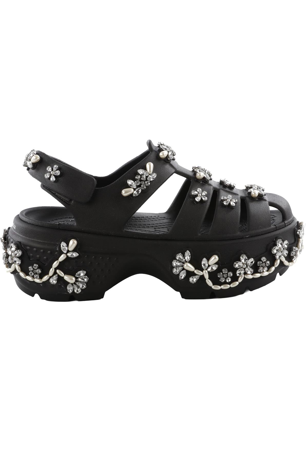 Simone Rocha + Crocs Black Stomp Rubber Platform Sandals UK 3-4