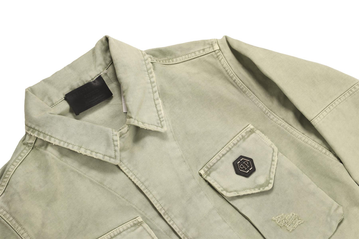 PHILIPP PLEIN GREEN COTTON JACKET XSMALL