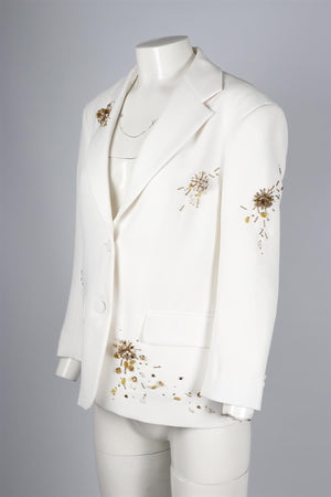 DRIES VAN NOTEN WHITE CREPE BLAZER FR 36 UK 8
