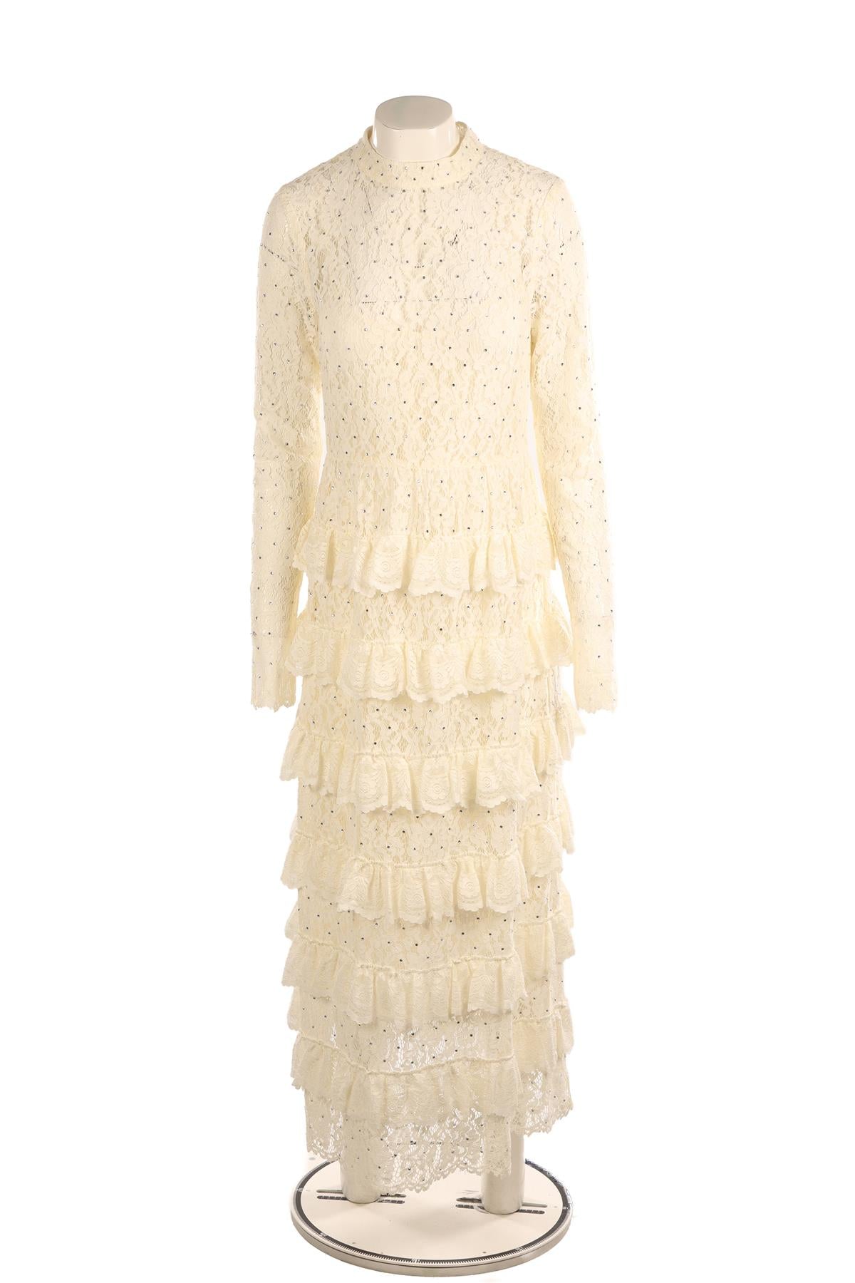 SEA NEW YORK CREAM LACE MAXI DRESS US 8 UK 4