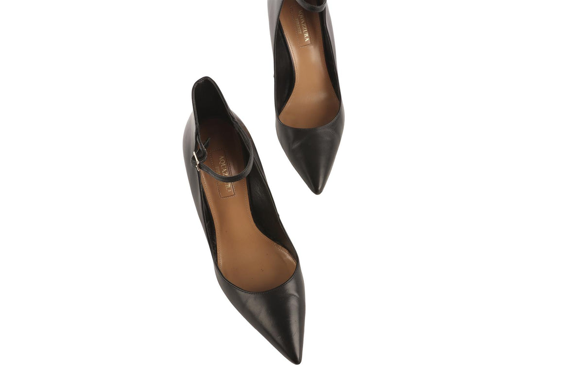 AQUAZZURA BLACK LEATHER PUMPS EU 38 UK 5 US 8