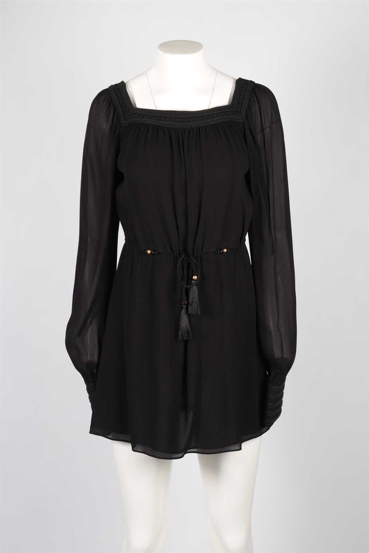 SAINT LAURENT BLACK CREPE MINI DRESS FR 40 UK 12