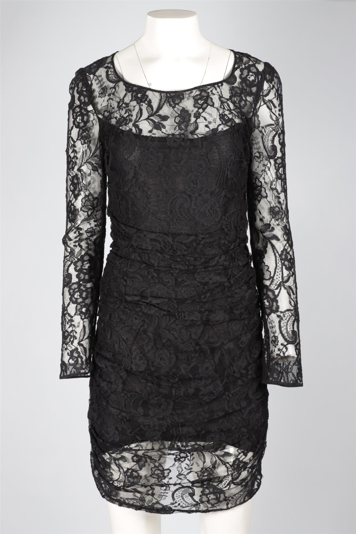 DOLCE & GABBANA BLACK LACE MINI DRESS IT 44 UK 12