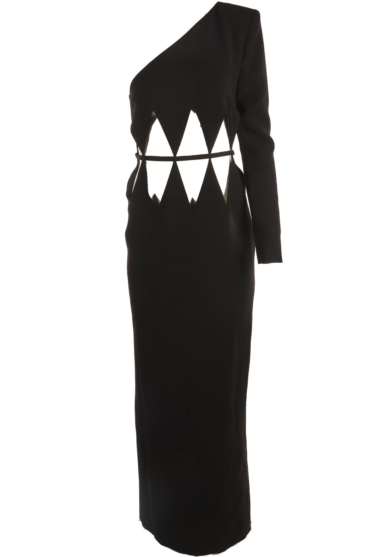 MÔNOT BLACK WOVEN MAXI DRESS IT 42 UK 10