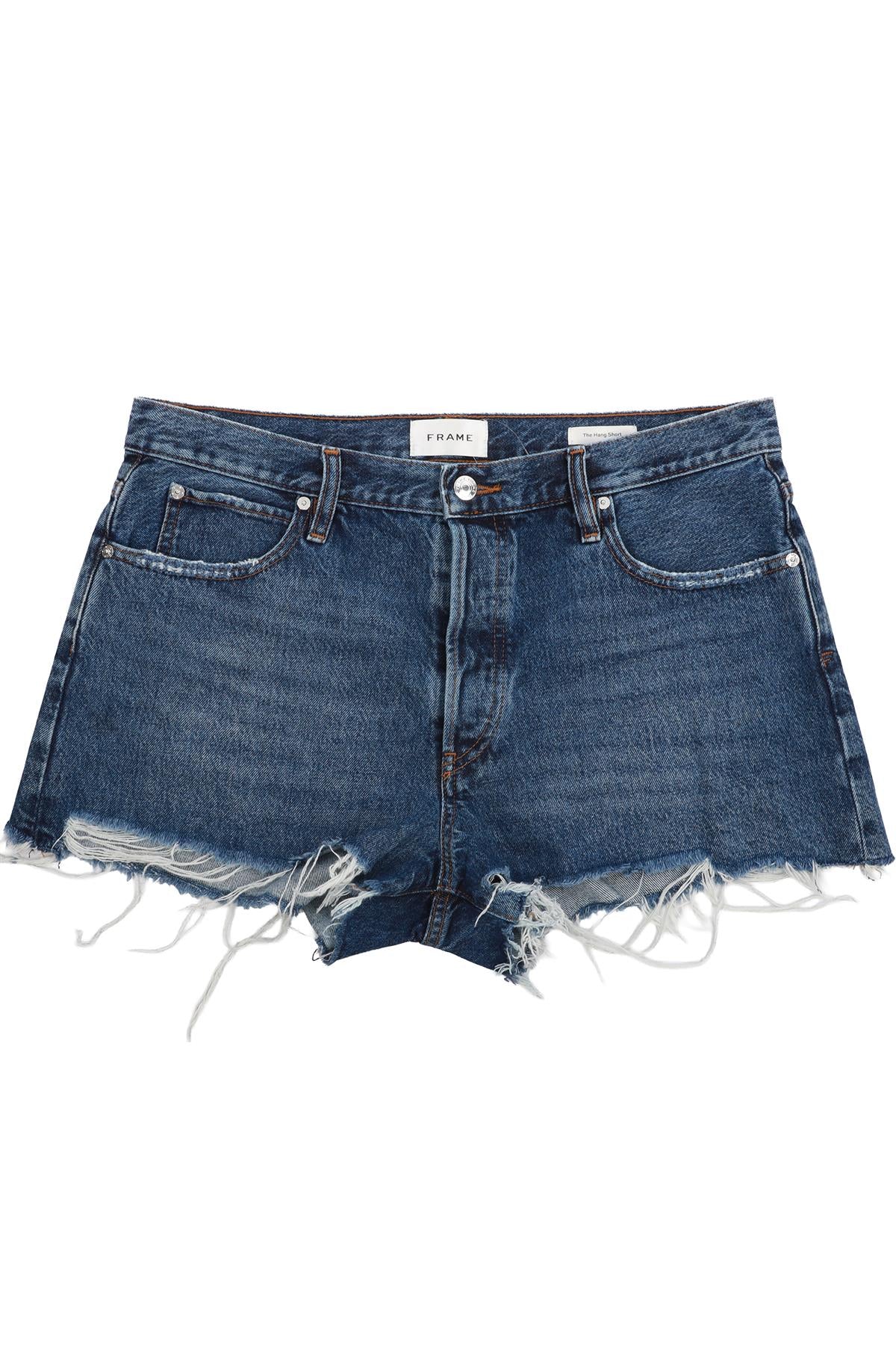 FRAME BLUE HIGH RISE DENIM SHORTS W30 UK 12