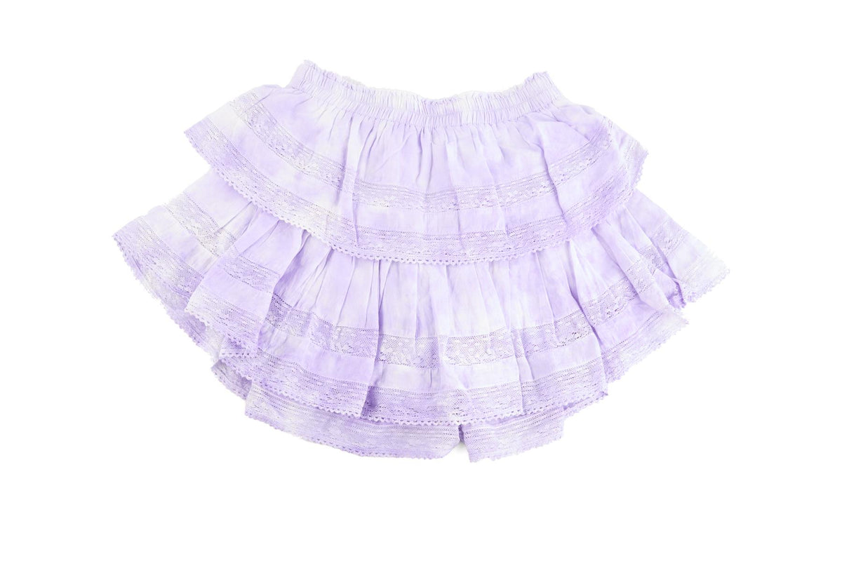 LOVESHACKFANCY PURPLE COTTON MINI SKIRT XSMALL