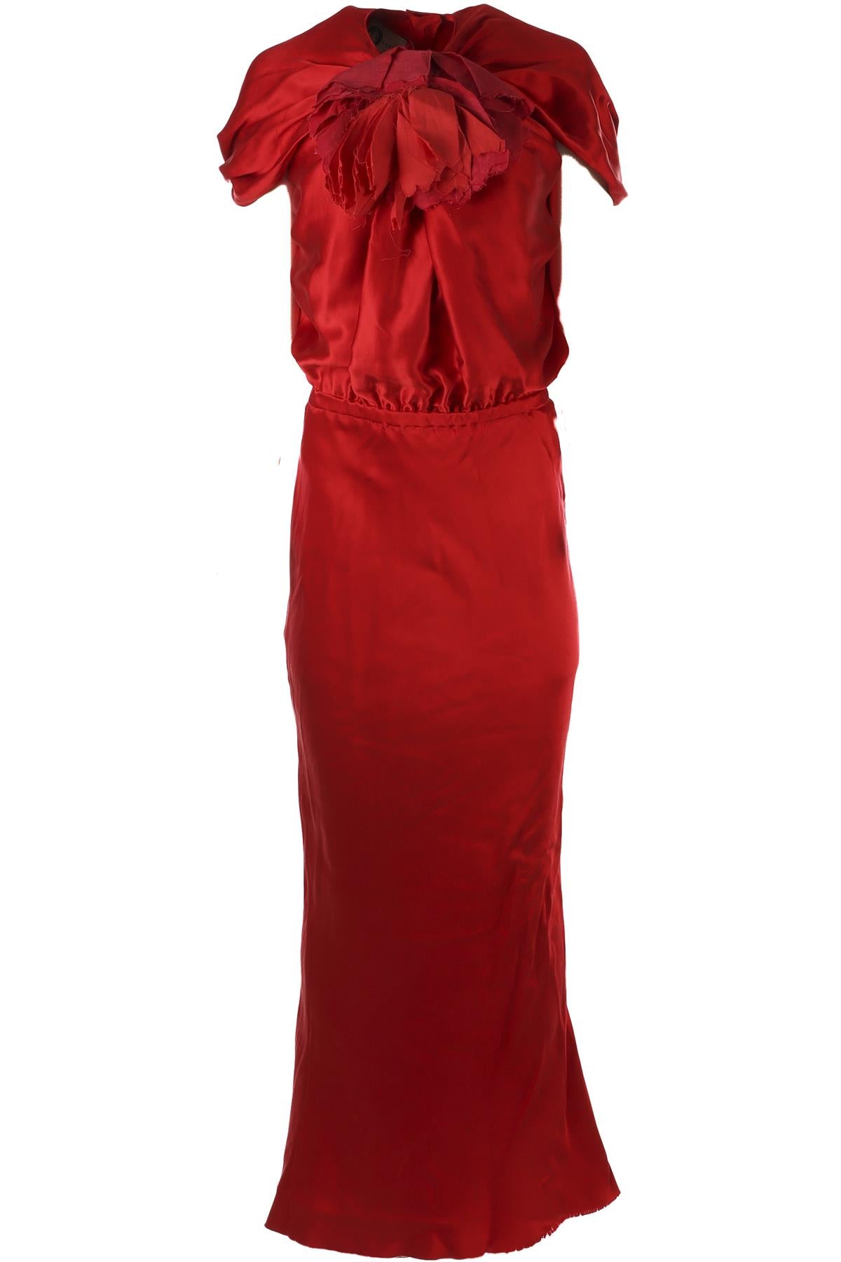 LANVIN RED VINTAGE SILK GOWN FR 40 UK 12