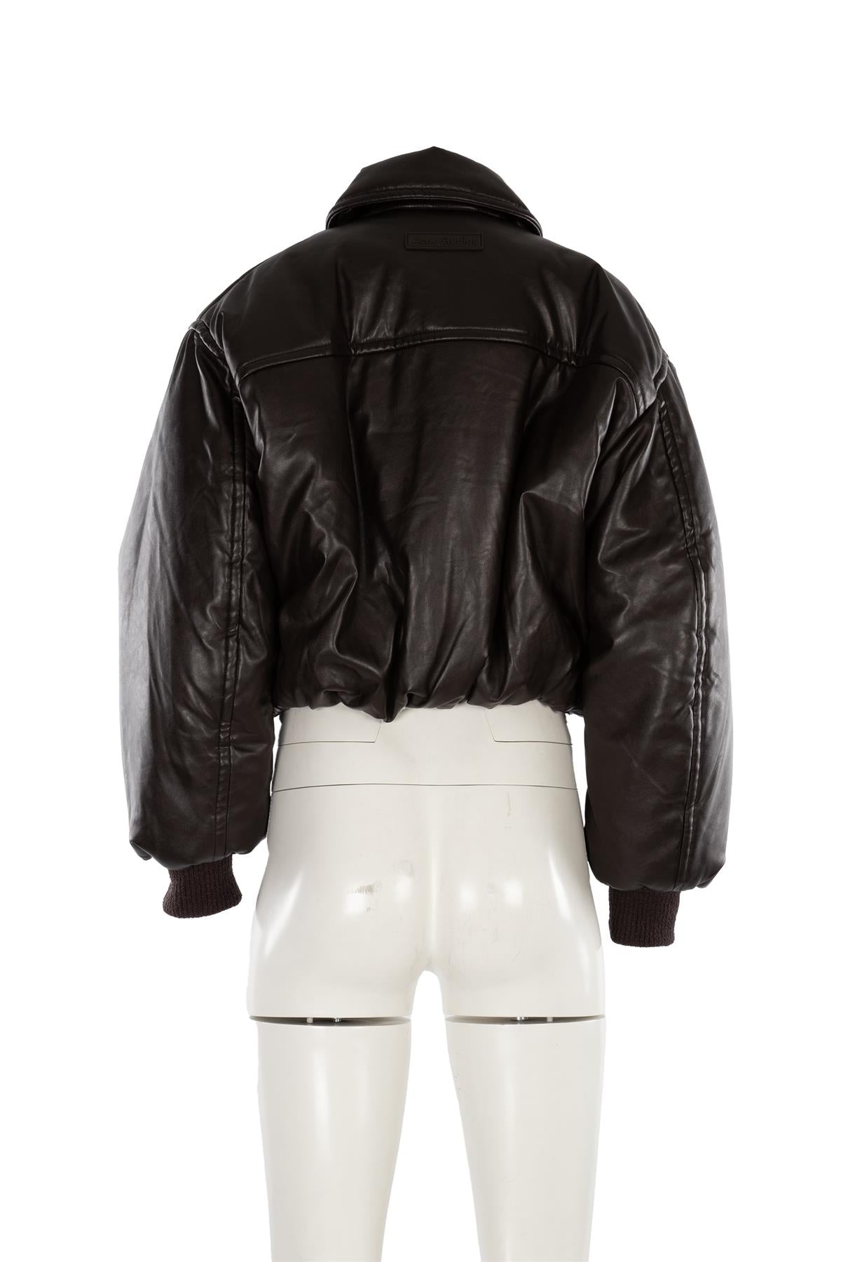 ACNE STUDIOS BROWN FAUX LEATHER BOMBER JACKET DE 32 UK 4