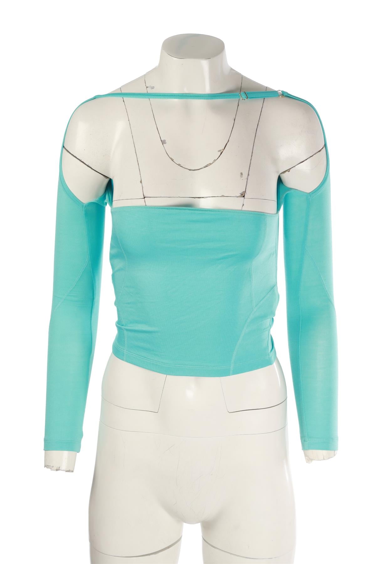 JACQUEMUS BLUE JERSEY TOP XSMALL